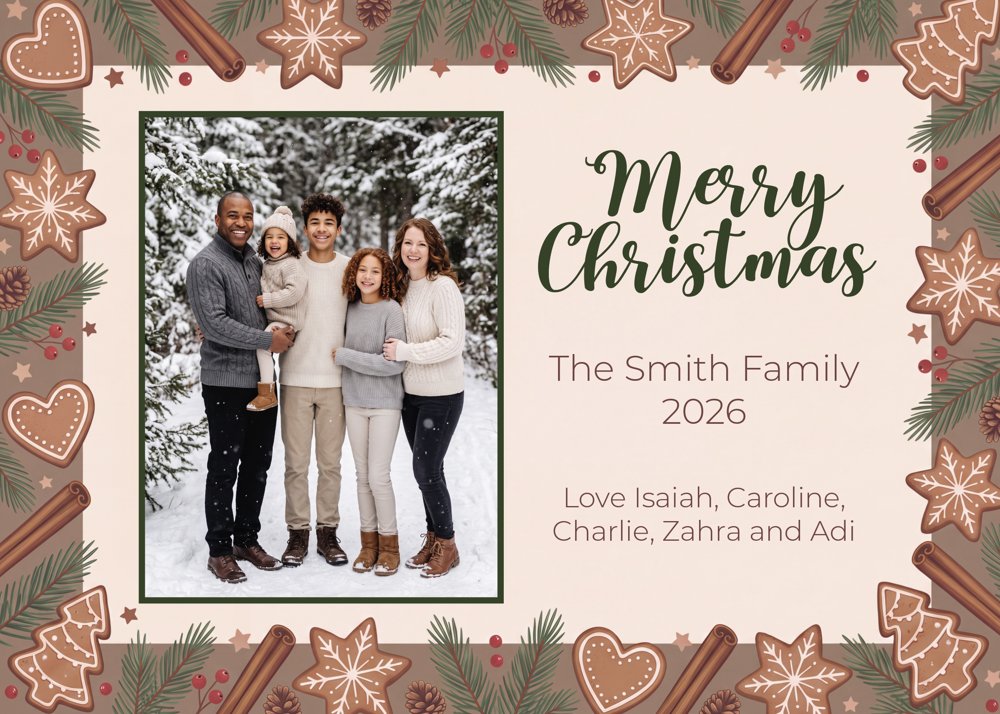 Sample Cozy Holiday card, horizontal version 2